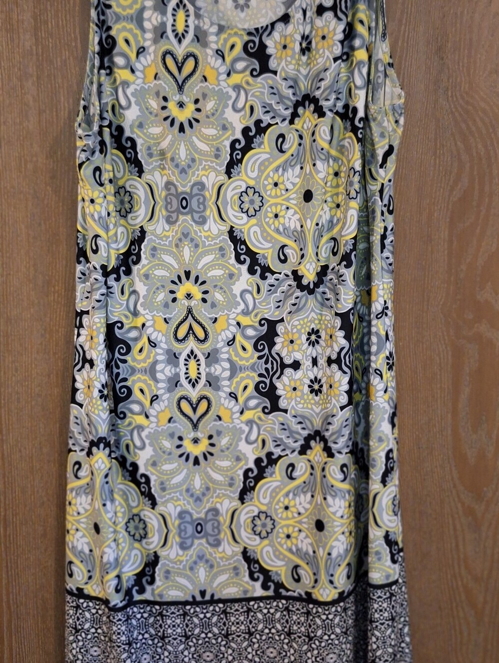 Tacera Yellow, Gray and Black Paisley Dress